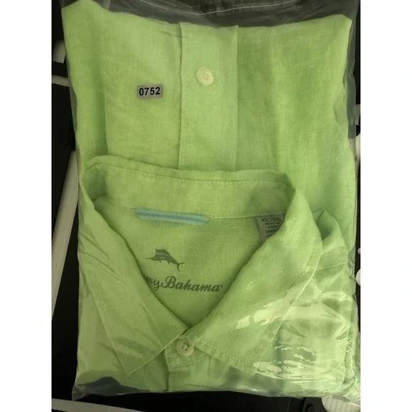 Tommy Bahama Shirt Mens XL Green Linen Beach Summer Island Hawaiian - Picture 13 of 13